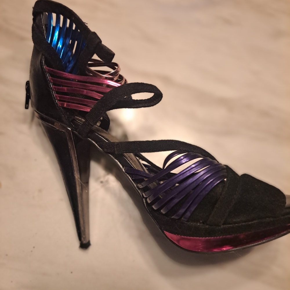 Elegant Black and Purple Women's Heels